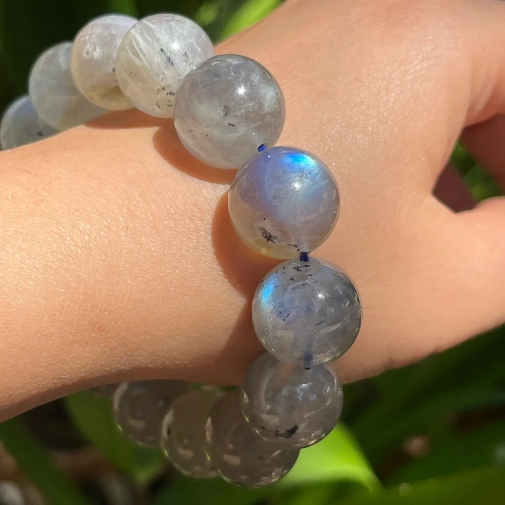 16mm chunky stretchable flashy‎ labradorite bracelet